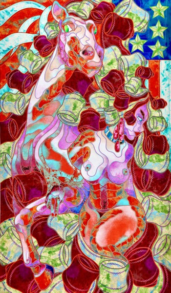 Textile Art με τίτλο "Choice" από Kostyantin Malginov, Αυθεντικά έργα τέχνης, Κέντημα Τοποθετήθηκε στο Ξύλινο πάνελ