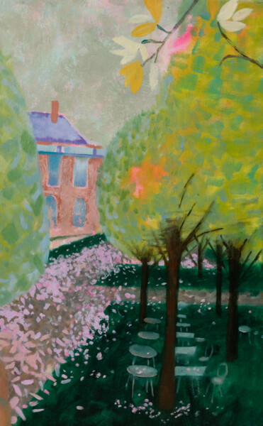 Peinture intitulée "Le magnolia de Pari…" par Julia Go, Œuvre d'art originale, Huile
