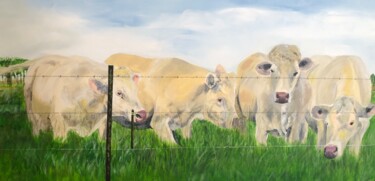 绘画 标题为“Jeunes vaches de Ca…” 由Marie-Christine Thekal, 原创艺术品, 丙烯 安装在木质担架架上