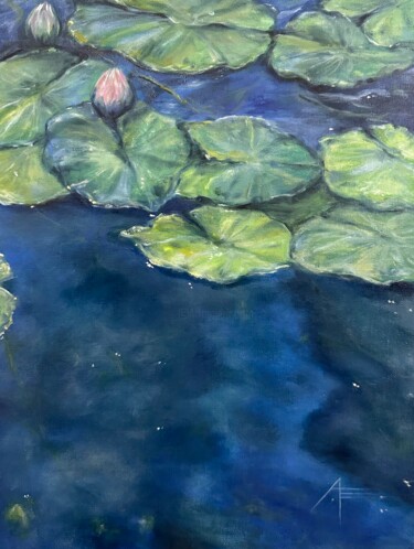 Schilderij getiteld "Waiting to bloom." door Anna Evtushenko, Origineel Kunstwerk, Olie