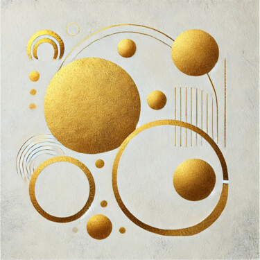 Golden Harmony: Minimalist Geometric Composition Digital Arts titled "Golden Harmony: Min…" by Alberto Capitani, Original Artwork, AI generated image