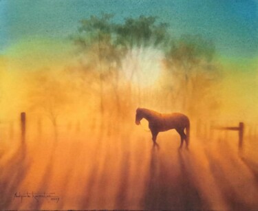绘画 标题为“horse in colour” 由Sudipta Karmakar, 原创艺术品, 水彩
