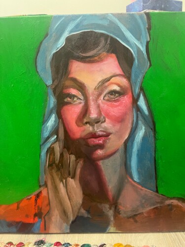 Schilderij getiteld "Early-on Madonna" door Horace Phoij, Origineel Kunstwerk, Olie