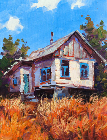 House of Memories Schilderij getiteld "House of Memories" door Narek, Origineel Kunstwerk, Olie Gemonteerd op Frame voor houten brancard