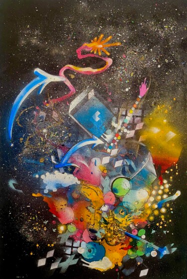 Peinture intitulée "Chaos Quantic" par Rezine69 Ks (FLORIT FREDERIC), Œuvre d'art originale, Acrylique Monté sur Châssis en…