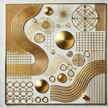 Golden Symphony: A Three-Dimensional Abstract Elegance Digital Arts titled "Golden Symphony: A…" by Alberto Capitani, Original Artwork, AI generated image