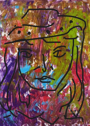 Painting titled "Femme au Chapeau" by Roberto Urbano, Original Artwork, Acrylic