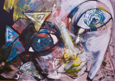 Peinture intitulée "Portrait coloré" par Laurence Fillod, Œuvre d'art originale, Acrylique Monté sur artwork_cat.