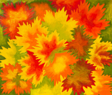 Colourful autumn maple leaves Painting titled "Colourful autumn ma…" by Irina Afonskaya, Original Artwork, Oil