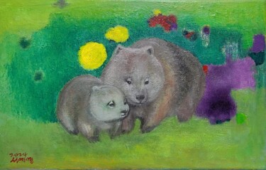 A Wombat's Refuge: A Tale of Maternal Bond 绘画 标题为“A Wombat's Refuge:…” 由Yeon-Gyeong Seo (Seo), 原创艺术品, 油