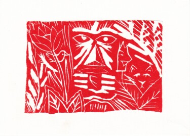 印花与版画 标题为“JUNGLE II” 由Sylvie Galard, 原创艺术品, Linocuts