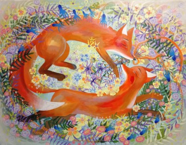 Dance at Solstice 绘画 标题为“Dance at Solstice” 由Юлия Поташова (Вострикова), 原创艺术品, 丙烯 安装在木质担架架上