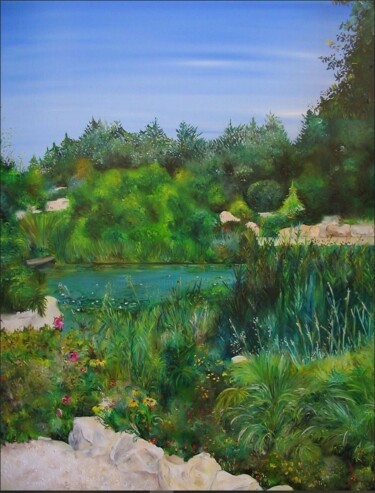 Painting titled "Nature sauvage" by Cristelle Pierron, Original Artwork, Oil Mounted on Wood Stretcher frame