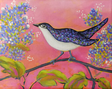 Painting titled "Morning Song II" by Karen Rieger, Original Artwork, Acrylic Mounted on Wood Stretcher frame