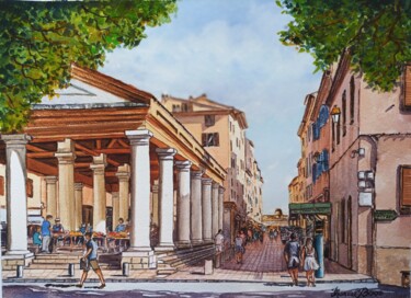 Peinture intitulée "Rue Notre Dame L'IL…" par Marcel Boos, Œuvre d'art originale, Aquarelle