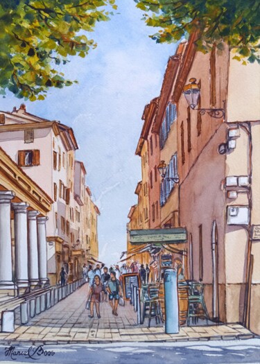 Peinture intitulée "Rue Notre Dame L'IL…" par Marcel Boos, Œuvre d'art originale, Aquarelle