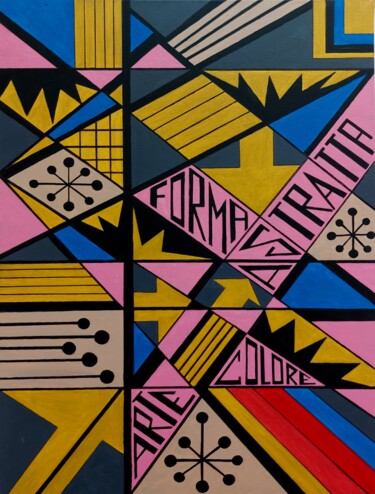 Pittura intitolato "Abstract compositio…" da Cesare Andreoli, Opera d'arte originale, Acrilico