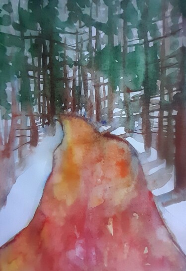 绘画 标题为“thaw in the forest” 由Alexey Zhucovsky, 原创艺术品, 水彩