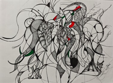 Drawing titled "Elephant in revolt" by Panù, Original Artwork, Marker