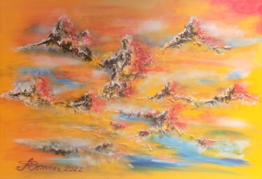Painting titled "Fantastic view from…" by Romeo Dobrota, Original Artwork, Acrylic Mounted on Wood Stretcher frame
