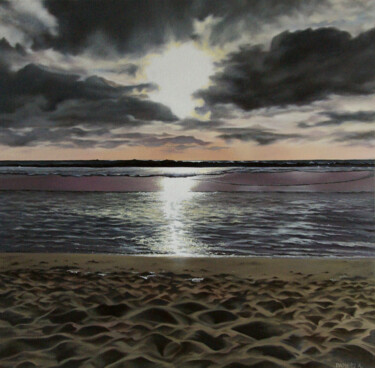 Painting titled "Lumière du soir" by Alain Dambès, Original Artwork, Oil Mounted on Wood Stretcher frame