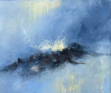 Painting titled "Light in blue" by Sandrine Belmont, Original Artwork, Acrylic Mounted on Wood Stretcher frame