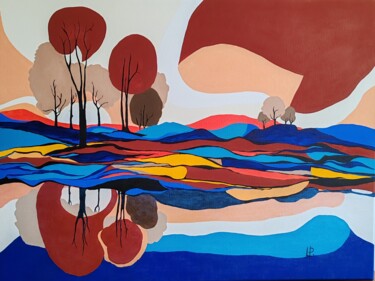 VISAGE TOUT EN COULEUR D'UNE NATURE Painting titled "VISAGE TOUT EN COUL…" by Lucile Plancke Delassus, Original Artwork, Acrylic Mounted on Wood Stretcher frame