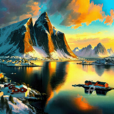 Digitale Kunst mit dem Titel "LOFOTEN - Norway" von Morten Klementsen, Original-Kunstwerk, KI-generiertes Bild