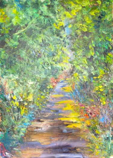 Malerei mit dem Titel "Garden Alley" von Elena Voroshilova, Original-Kunstwerk, Öl
