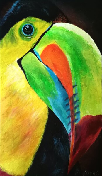 Painting titled "UN GRIMPEUR TRÈS CO…" by Severine Soulas, Original Artwork, Acrylic Mounted on Wood Stretcher frame