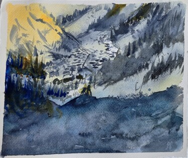 Peinture intitulée "soleil et ombre sur…" par Pascale Coutoux, Œuvre d'art originale, Aquarelle