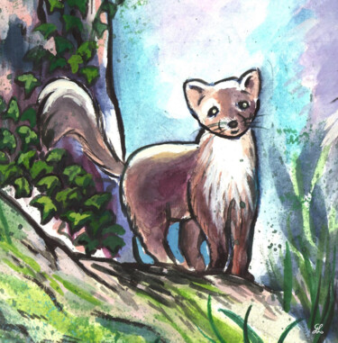 Gracieuse prédatrice Painting titled "Gracieuse prédatrice" by Ghislaine Letourneur, Original Artwork, Gouache