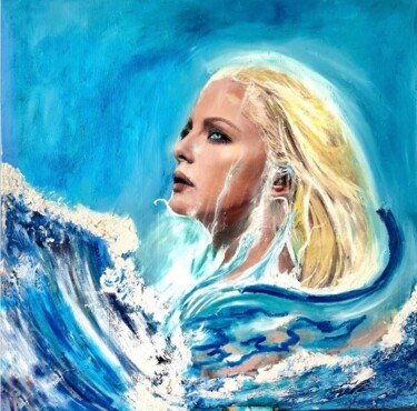 Peinture intitulée "Virna Lisi" par Delphine Moradi, Œuvre d'art originale, Huile Monté sur Châssis en bois