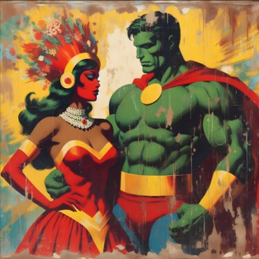 Arts numériques intitulée "Héros vintage" par Artkdr, Œuvre d'art originale, Image générée par l'IA