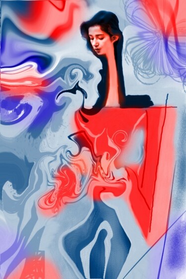数字艺术 标题为“Lady in red blouse” 由Ernesto Rivera Novoa, 原创艺术品, 数字油画