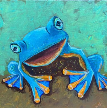 Peinture intitulée "The frog in the tree" par Olga Mednikova, Œuvre d'art originale, Acrylique Monté sur artwork_cat.