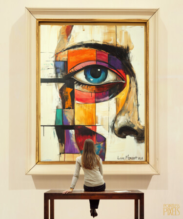 Digital Arts titled "Contemplation" by Pointless Pixels, Original Artwork, 2D Digital Work Mounted on Wood Stretcher frame