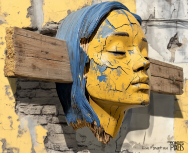 Digital Arts titled "Crufified" by Pointless Pixels, Original Artwork, AI generated image Mounted on Wood Stretcher frame