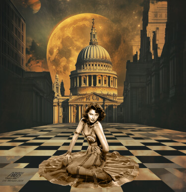 Digital Arts titled "DOLCE VITA" by Pointless Pixels, Original Artwork, AI generated image Mounted on Wood Stretcher frame