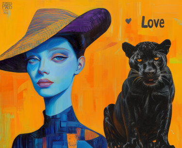 Digital Arts titled "Love v2" by Pointless Pixels, Original Artwork, AI generated image Mounted on Wood Stretcher frame