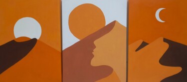 Painting titled "Dunes" by Valentina Korobeinikova, Original Artwork, Acrylic Mounted on Wood Stretcher frame