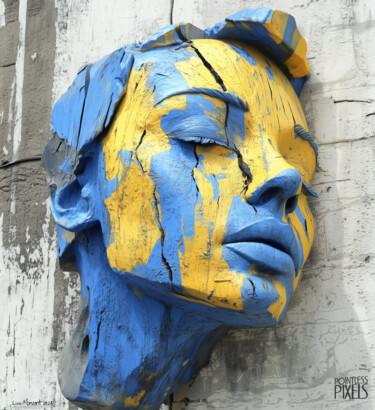 Digital Arts titled "Reality is a Hard W…" by Pointless Pixels, Original Artwork, AI generated image Mounted on Wood Stretch…