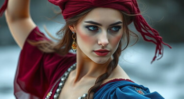 A Beautiful Portrait of a Lady in Colorful Costume - AI Digital Arts titled "A Beautiful Portrai…" by Fareed Ahmed, Original Artwork, AI generated image