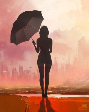 Digital Arts titled "FAKE SHELTER v2" by Pointless Pixels, Original Artwork, AI generated image Mounted on Wood Stretcher fr…