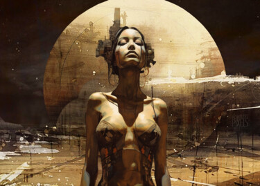 Digital Arts titled "Venus v2" by Pointless Pixels, Original Artwork, AI generated image Mounted on Wood Stretcher frame