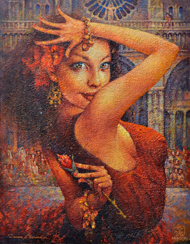 Peinture intitulée "Dance of Esmeralda" par Valeriy Kot, Œuvre d'art originale, Huile Monté sur Carton
