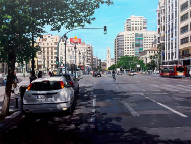 Carrer Xàtiva de Valencia Peinture intitulée "Carrer Xàtiva de Va…" par Francesc Marco, Œuvre d'art originale, Huile Monté sur Châssis en bois