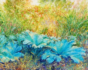 Painting titled "Gunnera Punch" by Mariusz Kaldowski, Original Artwork, Acrylic Mounted on Wood Stretcher frame