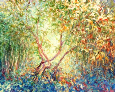 Painting titled "Bamboo Grove" by Mariusz Kaldowski, Original Artwork, Acrylic Mounted on Wood Stretcher frame