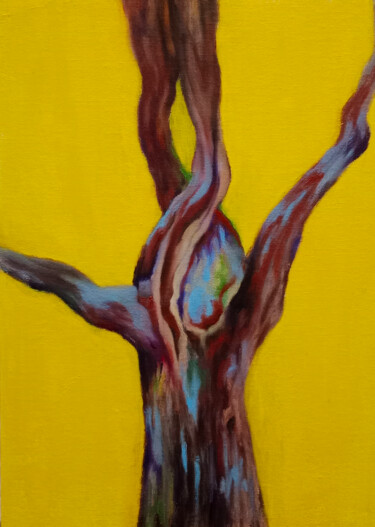 Painting titled "colored trees #3" by Liudmila Rabinovich, Original Artwork, Oil